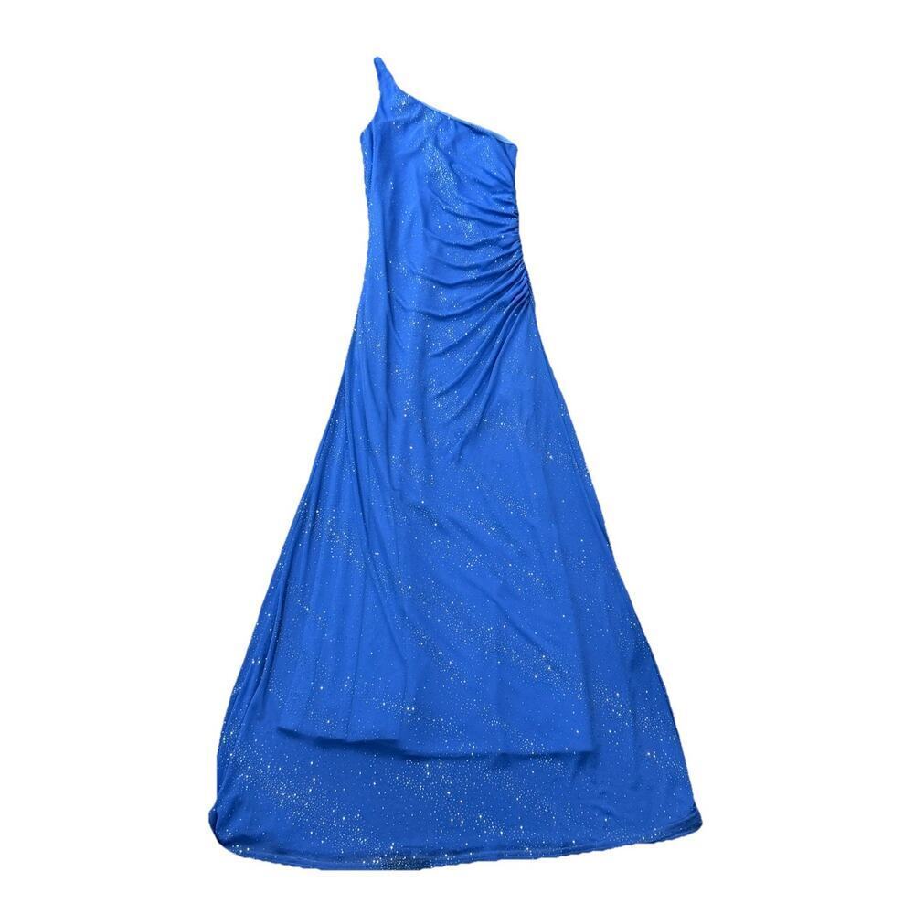 Vintage Y2K City Triangles One Shoulder Periwinkle Sparkle Shimmer Dress Fairy M